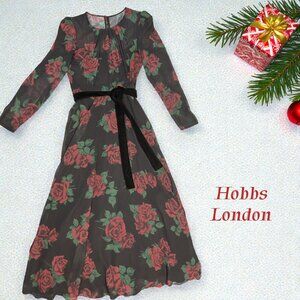 Hobbs Lolita Rose Print Midi Dress